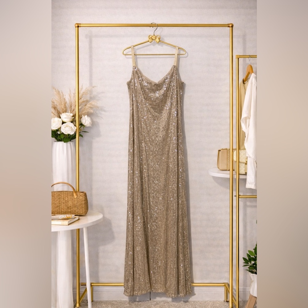 Torrid Gold Sequin Maxi Slip Dress